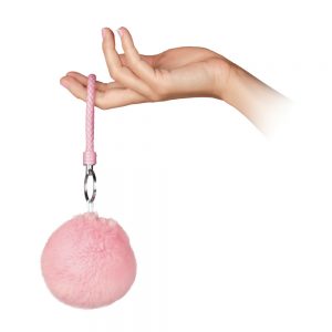 Portachiavi pompon Lampa rosa con laccio intrecciato e anello